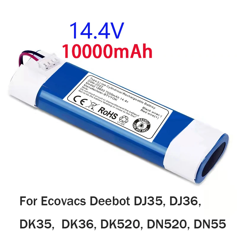 

2022 new 14.4V 10000mAh Robot Vacuum Cleaner Battery Pack for Ecovacs Deebot DJ35, DJ36, DK35, DK36, DK520, DN520, DN55