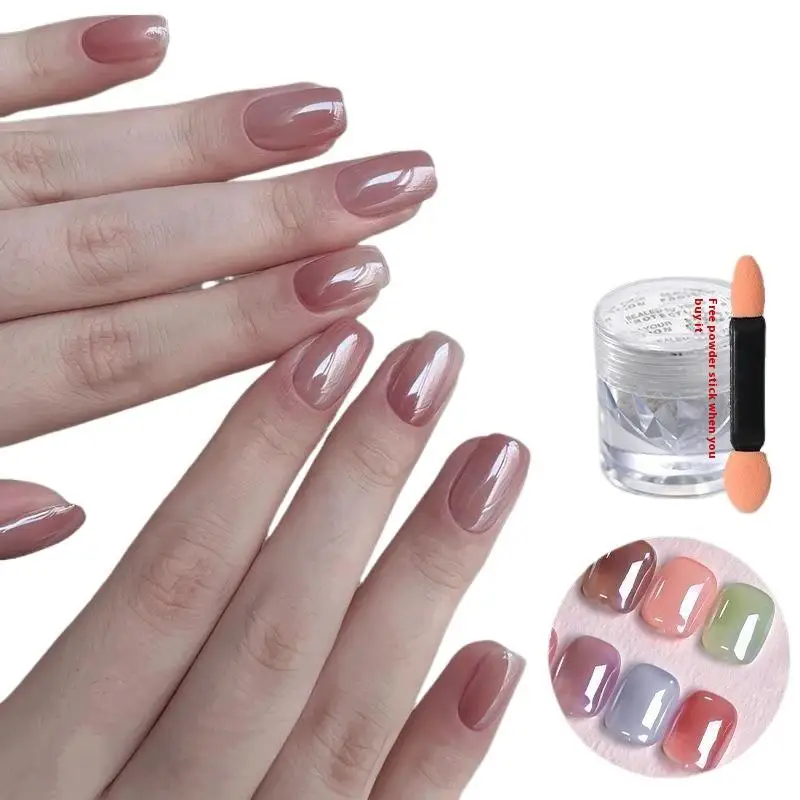 Aurora Pearl Nails Glitter Dust Chrome Moonlight White Rubbing on Powder Shell Mirror Pigment 1 Jar Nail Art Supplies Decoration