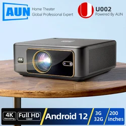 AUN U002 Android 12 proyector ROM 32GB enfoque automático 3D MINI teatro película en línea Full HD 1080P LED 4K proyector de vídeo cine en casa