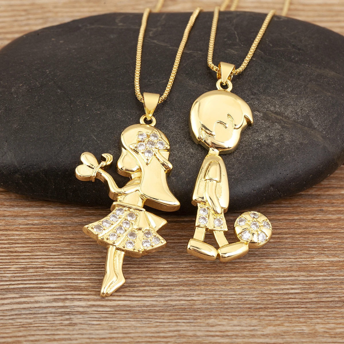 새로운 트렌디 남녀 공용 참 펜던트 목걸이 여성 남성용 반짝이는 크리스탈 지르콘 구리 DIY 체인 링크 쥬얼리 생일 선물