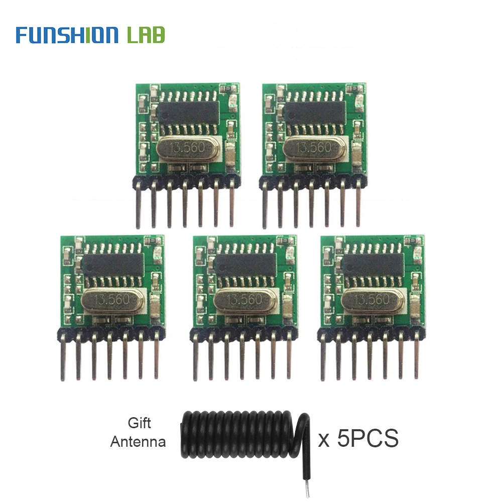 FUNSHION 5pcs Universal Wireless RF Transmitter 1527 Encoding Module 433.92Mhz Mini Remote Control PCBA For Arduino gift antenna