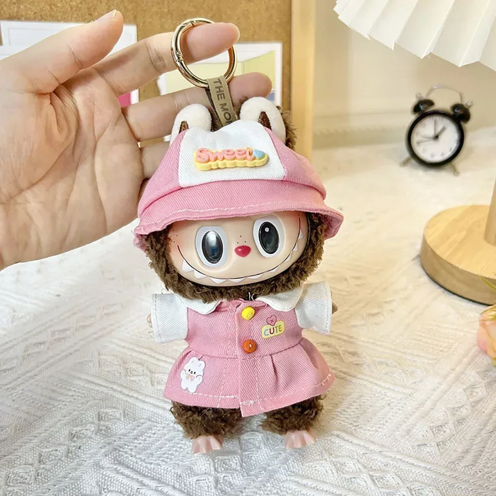 Für Labubu 17 cm Puppe Kleidung Mode Kleidung Kawaii Hoodies Puppe Kleidung Farbe Spiel Hoodies Puppen Zubehör Nette Dekorationen