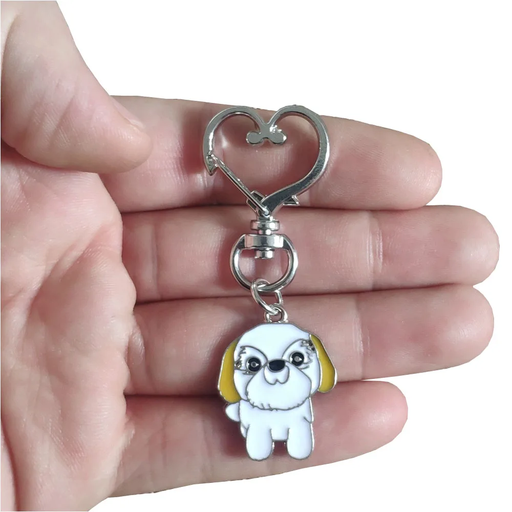 Boxer Shih Tzu Dog Keychain Animal French Bulldog Chow Chow Rotatable Key Ring Pet Lover Gift