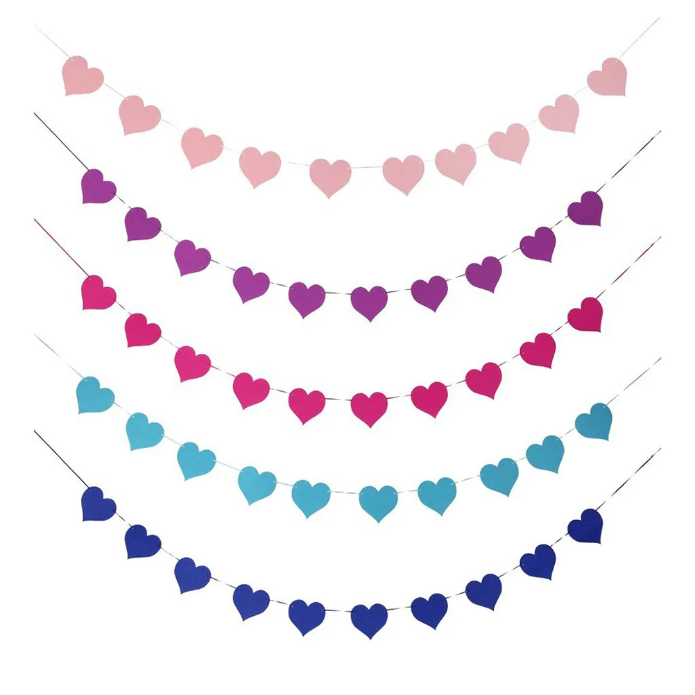 

Felt Heart Bunting Banner Purple 11Cm 9Cm Perfect for Wedding Party Home Decoration Garland Banner Wedding Decor