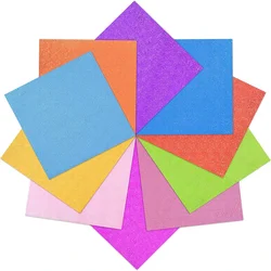 50pcs Origami Iridescent Papers Glitter Craft Paper Handcraft Paper Folding Solid Colorful Crane Papers DIY Kids Handmade Carfts