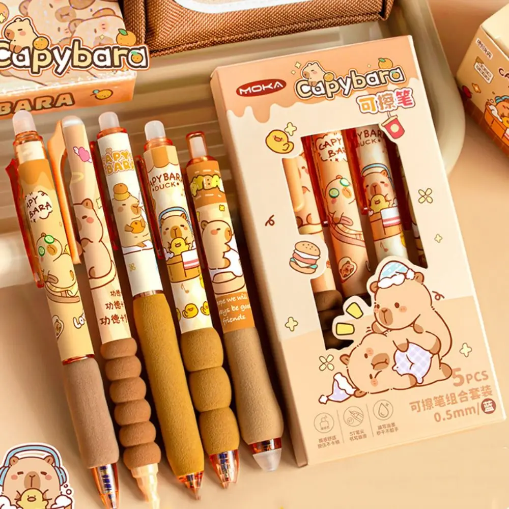 

5pcs Cartoon Blue Ink Erasable Pens 0.5mm INS Erasable Gel Pen Cute Aesthetic Neutral Pen Writing Supplies