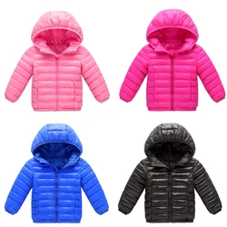 Autumn Down Jackets Girls Boys Fashion Warm Thin Coats Spring Children Clothes Big Kids Casual Hooded Zipper Outerwear 3-12 Year