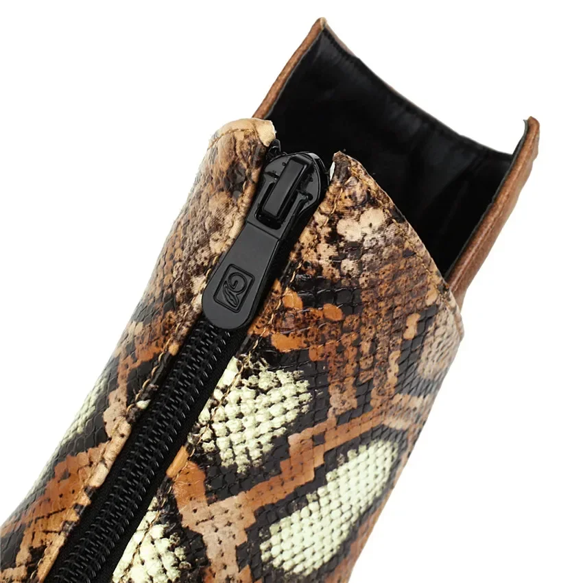Brown Blue Cowboy Ankle Boots Women Western High Wedge Heels Light Dress Ladies Winter PU Leather Pointed Toe Zipper Short Botas
