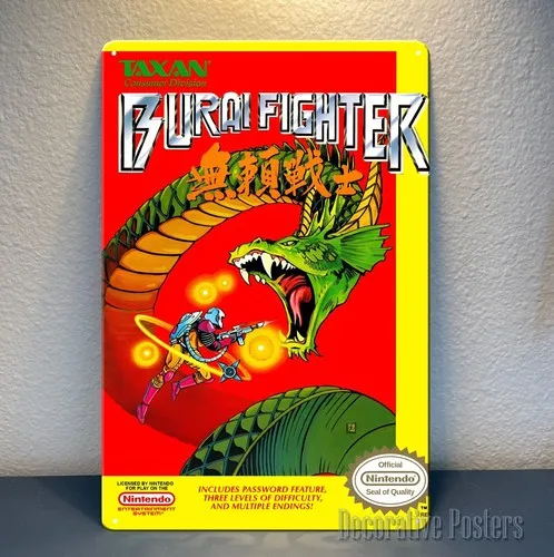 Burai Fighter Retro-Videospiel-Metallposter – 20 x 30 cm (8 x 12 Zoll), Aluminium