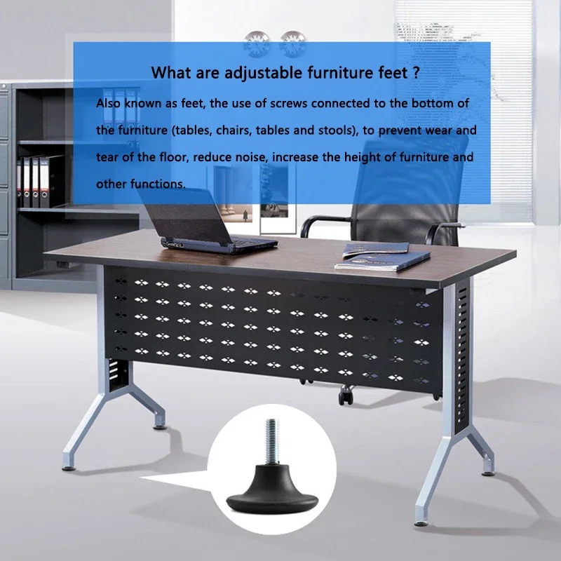 5PCS Iron Plastic Furniture Table Chair Sofa Leg Feet Slide Pad Adjustable Feet Floor Protector M6 M8 Screw In