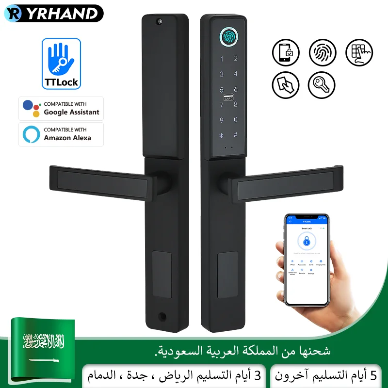 Ttlock APP Door Lock Waterproof Fingerprint Password RFID Card Tuya Smart Life APP Control Security Key Entry Sliding Door Locks