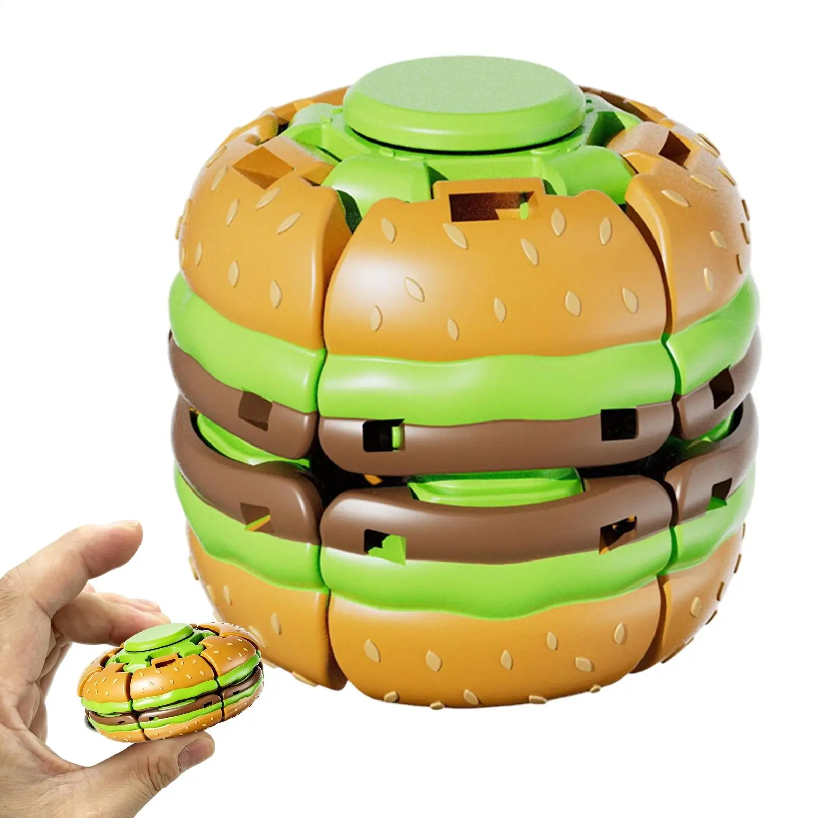Stress-relieving ball stress-relieving toy Hamburger Shape Relaxation Companion Rotatable Toy Hamburger Rotating Fidget Toy
