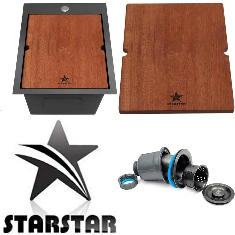 

Stainless Steel Single Bowl Sink for Bar, Kitchen, Laundry, Yard, and Office - 15x20x10 Black