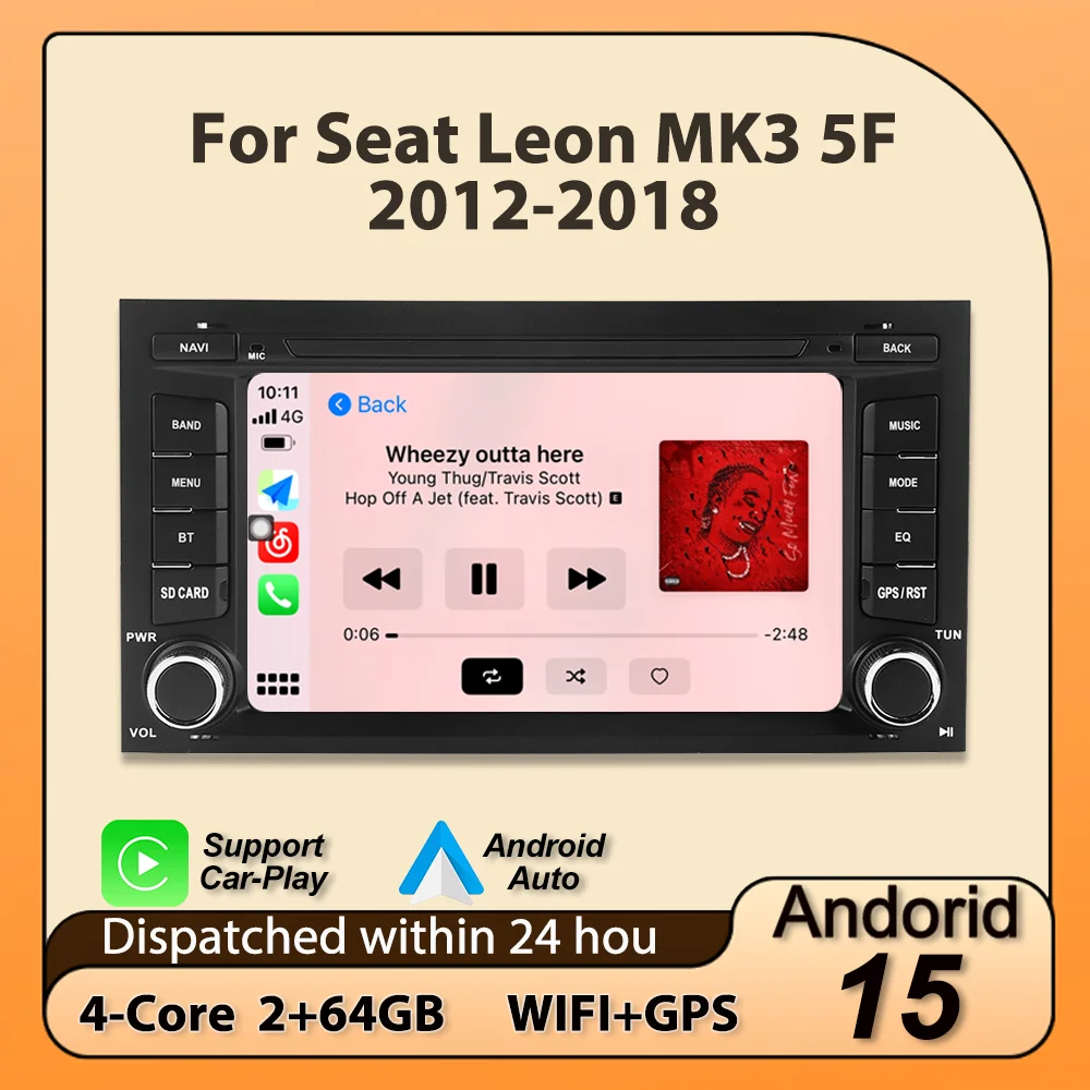 For Seat Leon MK3 5F 2012 - 2018 Android 15 Carplay 64G Car Radio GPS Navigation Central Multimedia Intelligent car audio system
