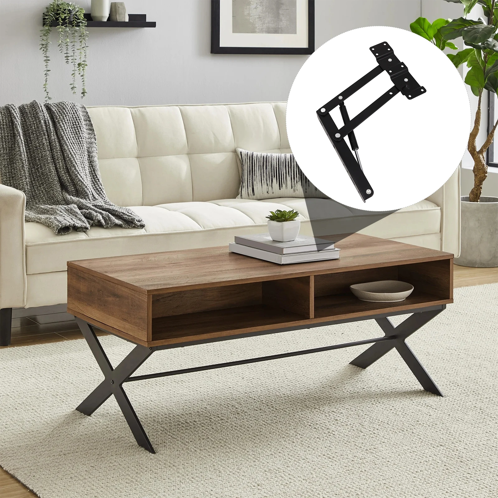 

Gas Lift Folding Coffee Table Bracket Heavy Duty Metal Support Adjustable Height Hydraulic Mechanism Space Saving