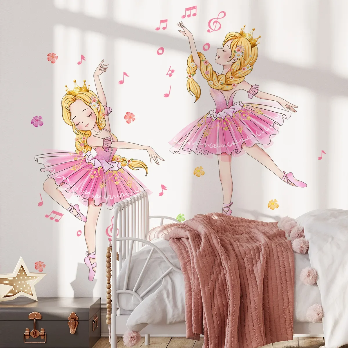 Dancing Ballet Girl Wall Stickers for Children Cartoon Girl Dancer Wall Decals for Kids Rooms Girl Bedroom Vinyl Wall Decorative