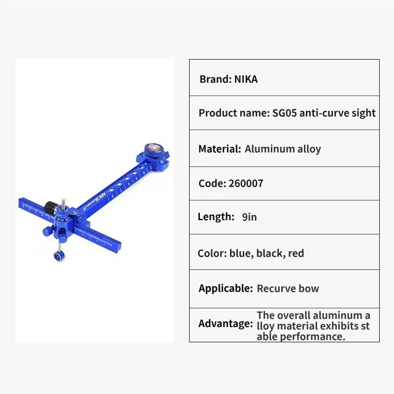 NIKA Archery SG05/9 Zoll Rechtshänder Recurve-Bogenvisier CNC Aluminium T-Visier für Wettkampf-Zielschießen – Detail 1