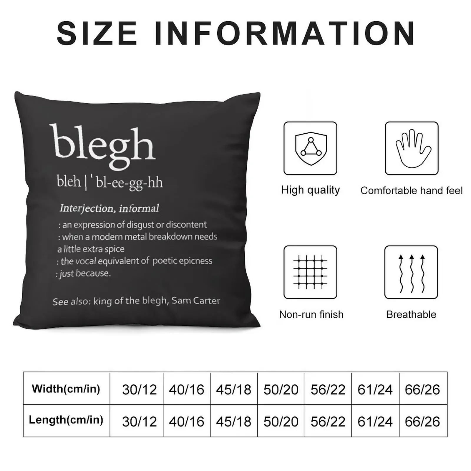 Blegh Definition Heavy Metal Music Fans Metalhead Zip Throw Pillow christmas pillowcases Pillow Case pillow