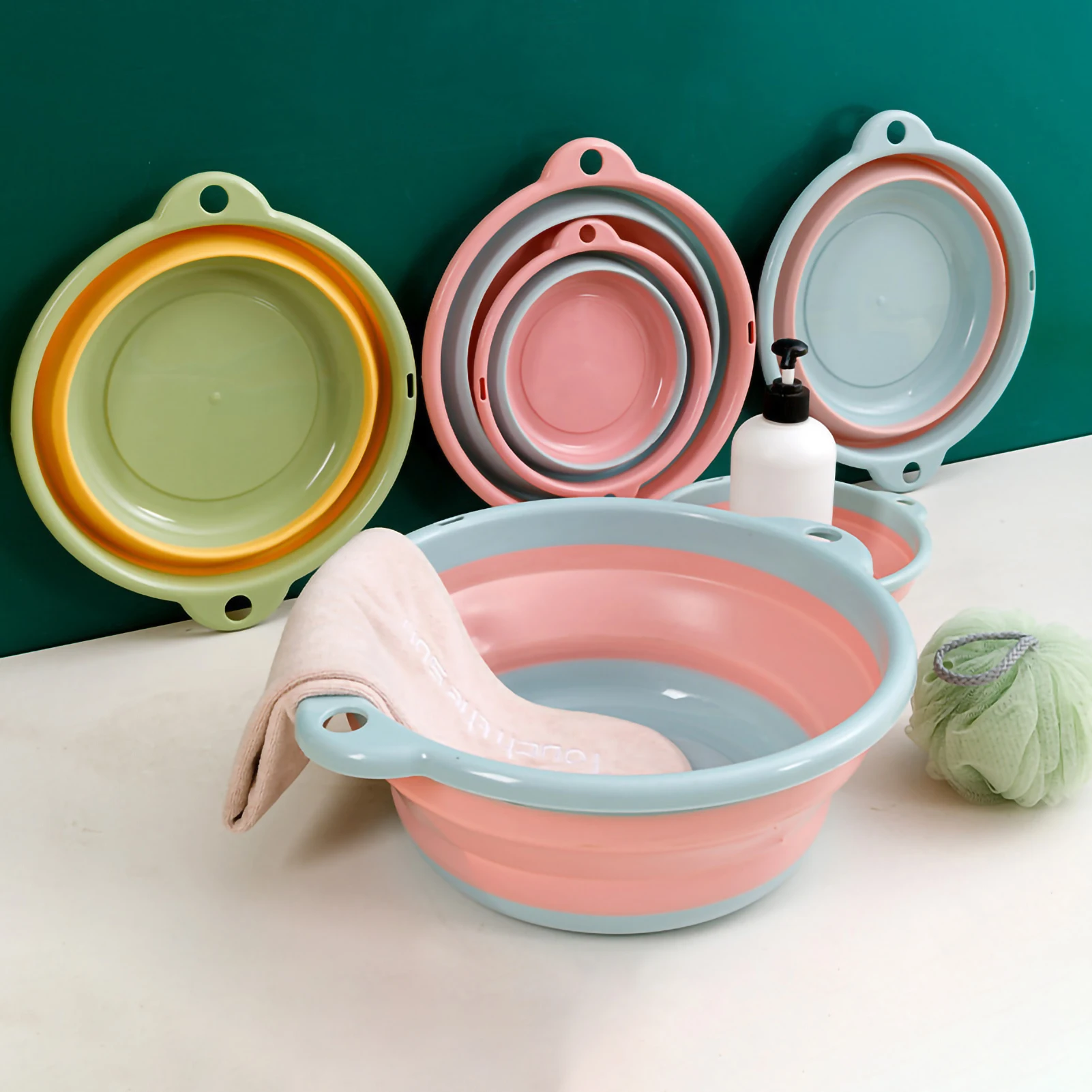Lavabo para bebé, lavabo plegable portátil para el hogar, lavabo de plástico para ropa y verduras, lavabo para lavar ropa