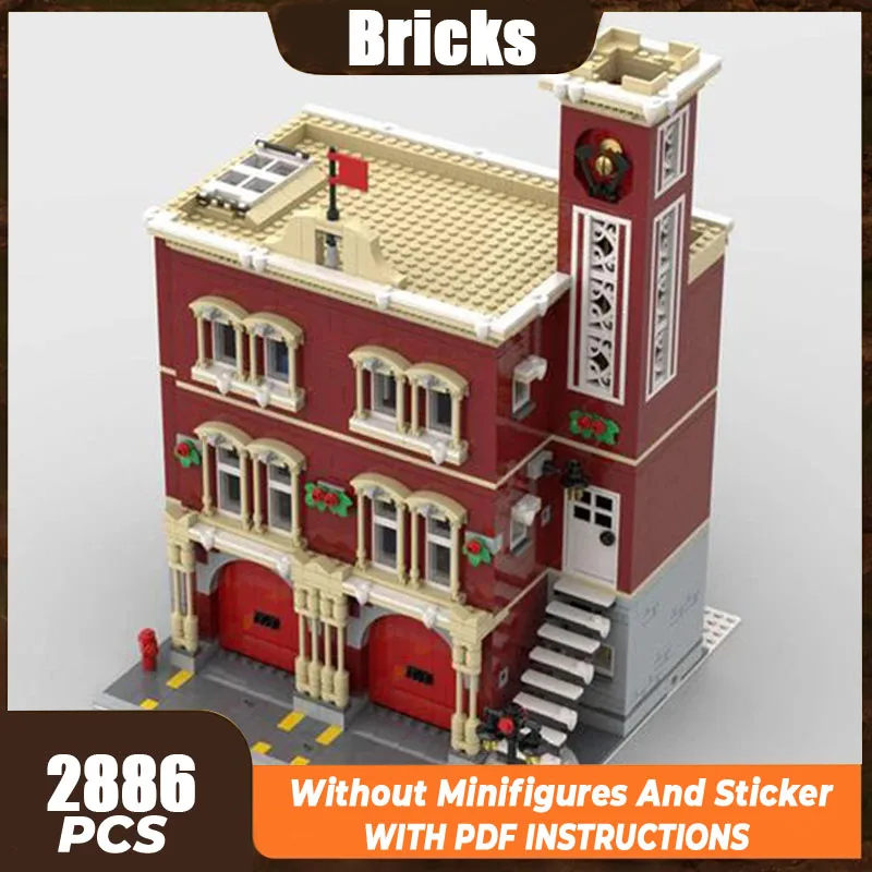 Moc Building Bricks Street View Model Winter Fire Station Technology Modular Blocks Gifts Toys For Children DIY Sets Assembly