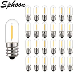 25pcs LED T16 0.6W String Replacement Light Bulbs E12 E14 Warm White 2700K Glass Light Bulbs 110V 220V Dimmable Outdoor String L