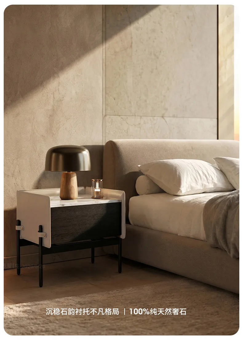 CX wabi sandy wind single pump storage high foot home bedroom storage side cabinet