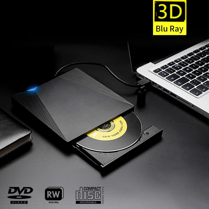 

USB 2.0 Внешний привод для чтения компакт-дисков/DVD RW Портативный DVD-плеер Оптические приводы для ноутбуков Настольный ПК Windows 11 10 Linux OS Mac