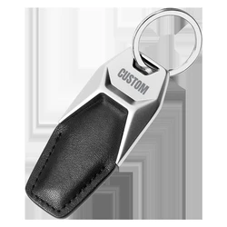 Laser Engrave Vintage Metal Keyring Customized Metal Leather Car LOGO Keychain for Men Women Personalize Name Key Chain Ring