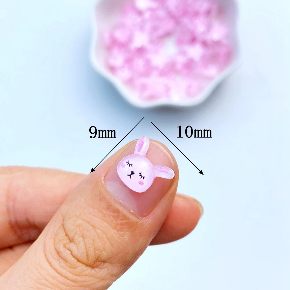 50Pcs New 9*10mm Cute Mini Rabbit Resin Flat back Cabochon Ornament Jewelry Making Manicure Hairwear Accessories