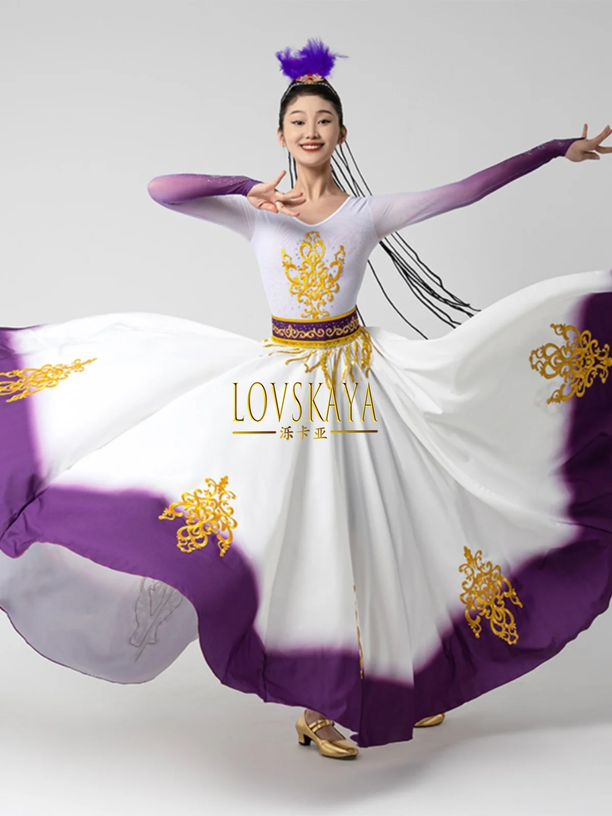 Disfraz de baile de Xinjiang, traje de actuación de Uygur, falda grande, vestido de prueba de arte, nuevo traje étnico