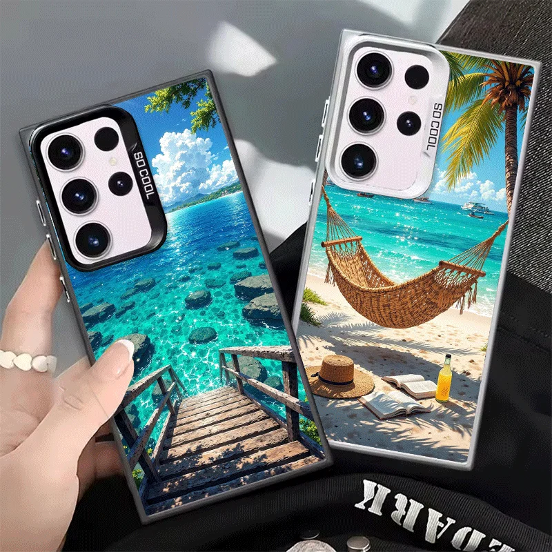 Summer Beach Sea Palm Tree Vacation Shockproof Phone Case for Samsung Galaxy S26 Edge S25 Ultra S24 FE S23 Plus S21 Cover Anti F