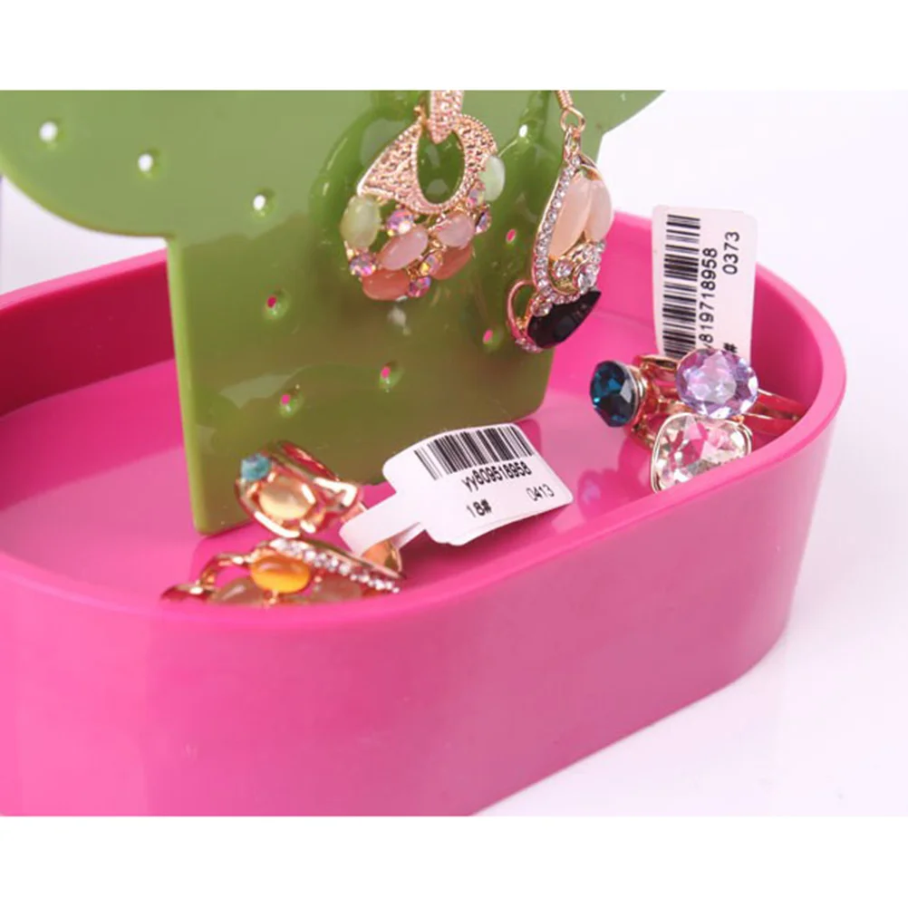 

Cactus Jewelry Holder Rose Red Portable Storage Rack Necklace Ring Display Stand Home Ornament Jewelry Display Organizer