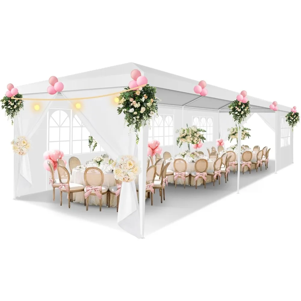 

Палатка для вечеринок 10x30, уличная палатка с навесом со съемными боковыми стенками, белые палатки для вечеринок, водонепроницаемая для патио, беседки Shelte