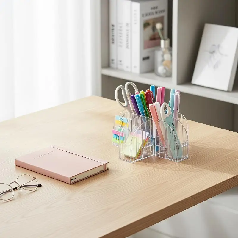 9 Slot Clear Makeup Brush Organizer Transparent Lipstick Lip Gloss Storage Holder for Home Vanity Desktop Use