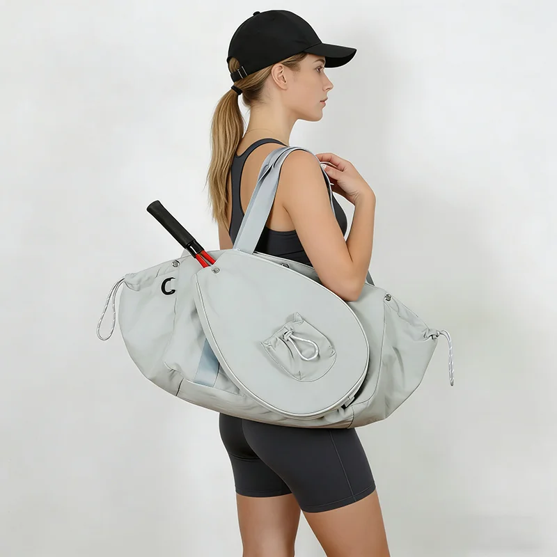 Waterproof Nylon Sports Racket Bag Large Capacity Tennis & Badminton Racket Tote Shoulder Bag for Women Gym Fitness Handbag