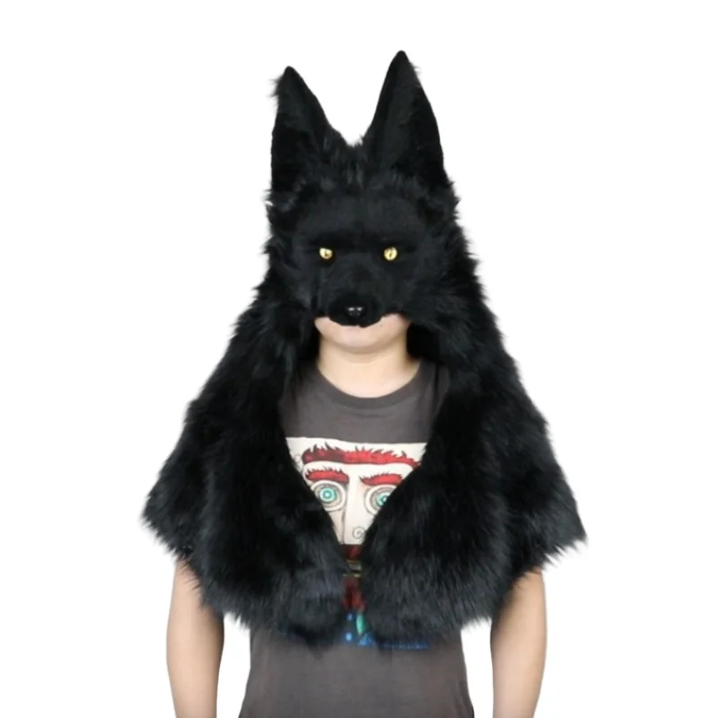 Anime Cosplay Hat Black Woods Wolf King Hat Cosplay Costumes Props Animal Mask Cap