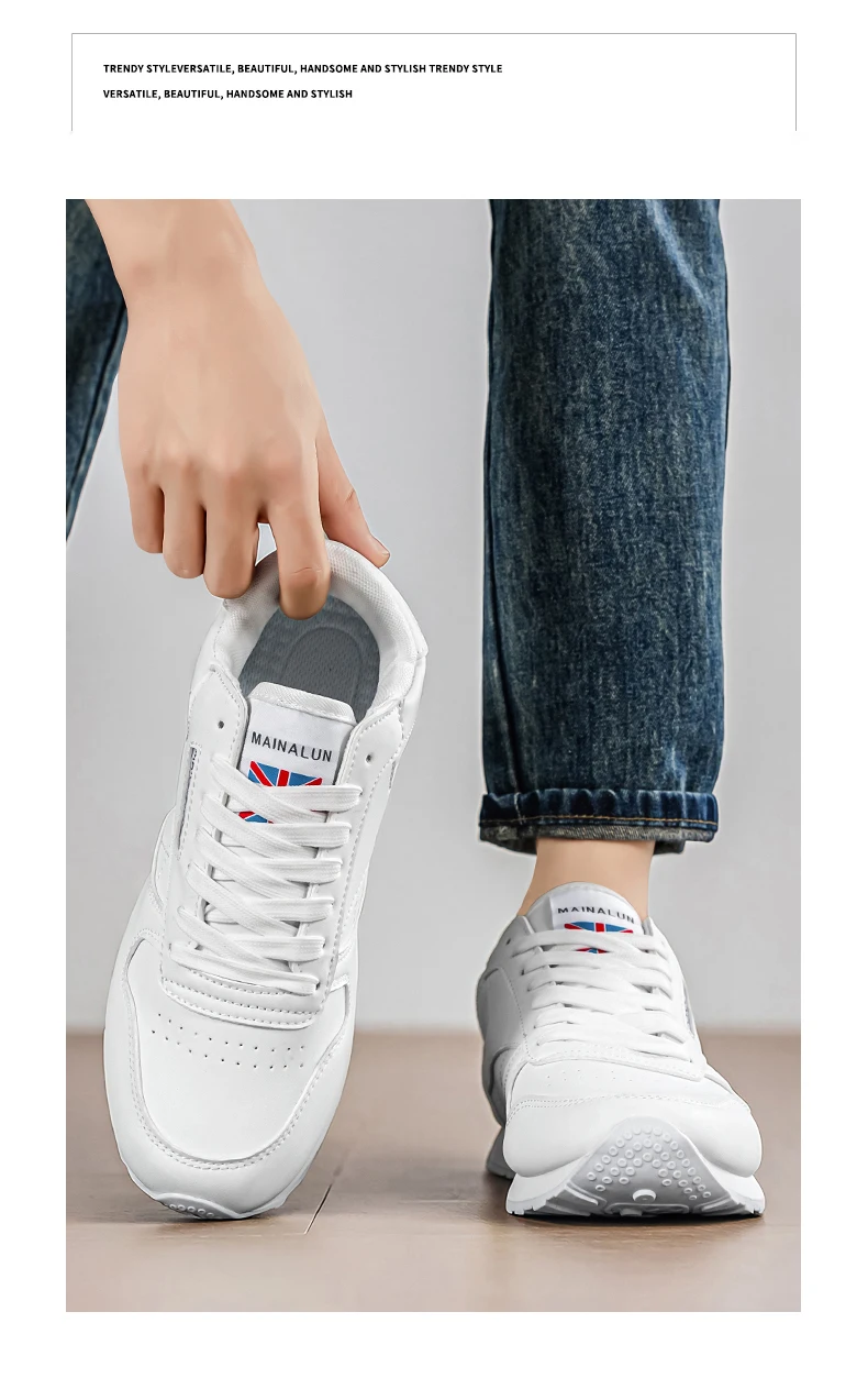 Herren Freizeitschuhe, Weiße Sneaker, Einfarbig Klassisch, Bequem und Stilvoll, Geeignet zum Gehen und für Outdoor-Training – Detail 10