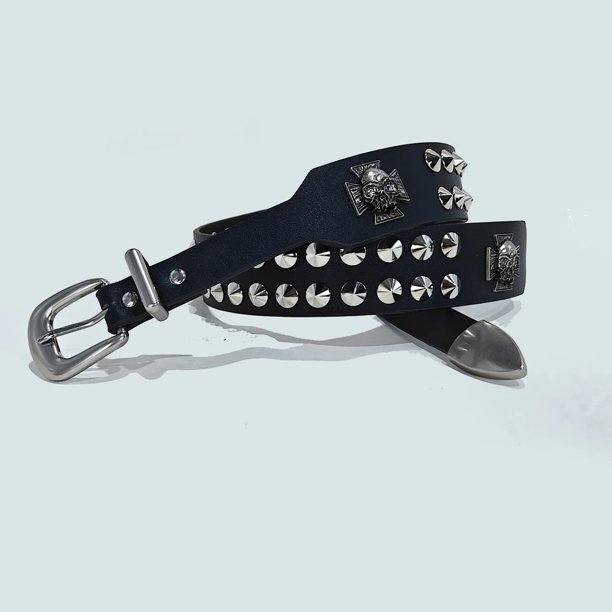 Punk New Gothic Y2K Women Men Belts Luxury Brands Gothic Ladies Hip Hop Punk Rivet Skeleton Print Waist Belt Jeans Waistband view 5