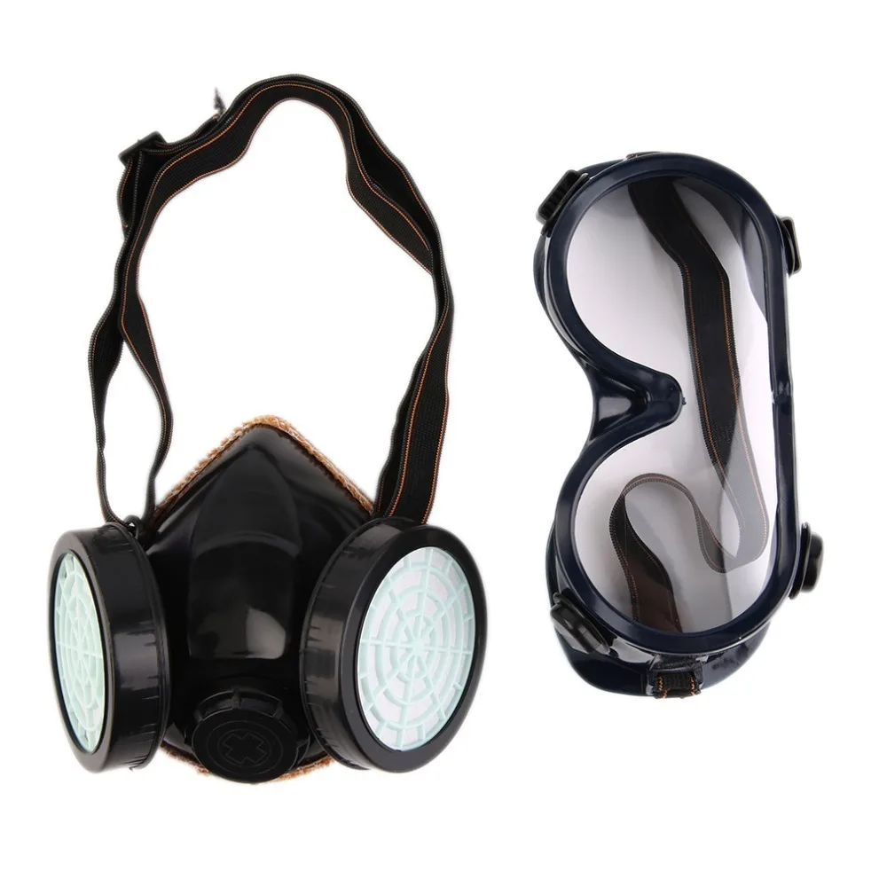 Adult Reusable Mask New Protection Filter Dual Gas Mask Anti Dust Paint Respirator Face Mask with Goggles Safety