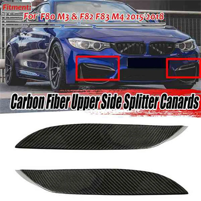 

1Pair Real Carbon Fiber Front Bumper Side Splitter For BMW M3 F80 F82 F83 2015-2018 Canards Winglet Lip Spoiler Trim