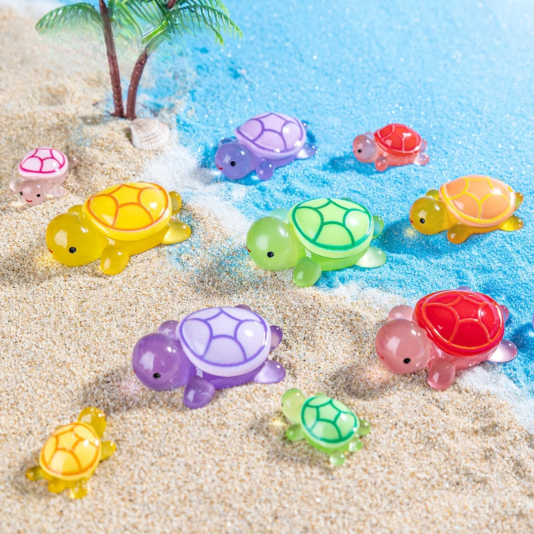 Glow Turtle  landscape creative cute cartoon luminous turtle pair touch DIY decoration blind box bag accessories small ornament