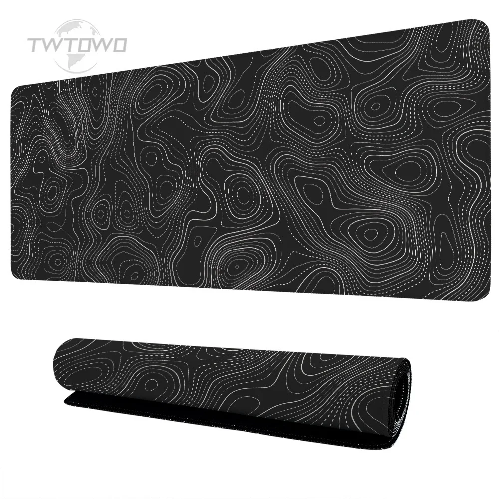 

Mouse Pad Gamer Black And White Contours XL New Mousepad XXL Desk Mats Natural Rubber Gaming laptop Desktop Mouse Pad Table Mat
