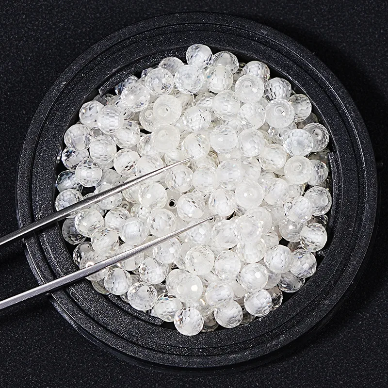 

10PC/Lot 2-5MM White Moissanite Faceted Bead For DIY Bracelet