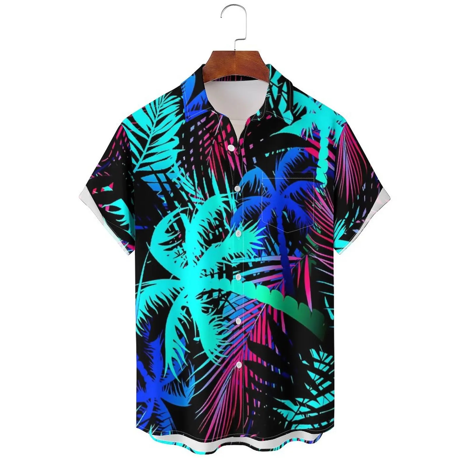 Men's Hawaiian Coconut Tree Pattern Shirts Summer Beach Sunset Shirt Men's Casual Short Sleeved Shirt Exquisite 3D Printed Shirt