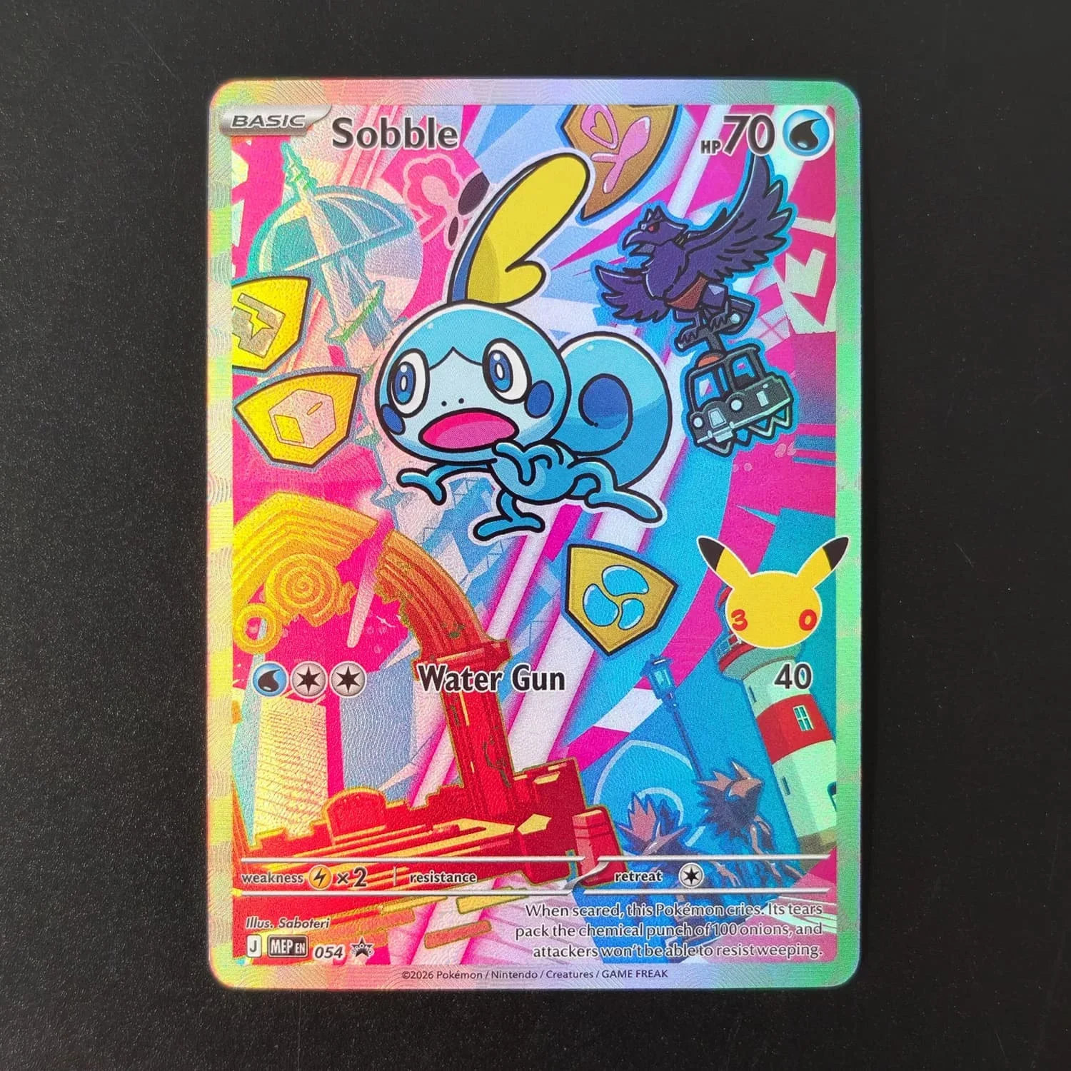 

DIY Pokemon 30th Anniversary Promo Sobble 054 Holographic Texture EN Version Premium Anime Collection Card Perfect Condition