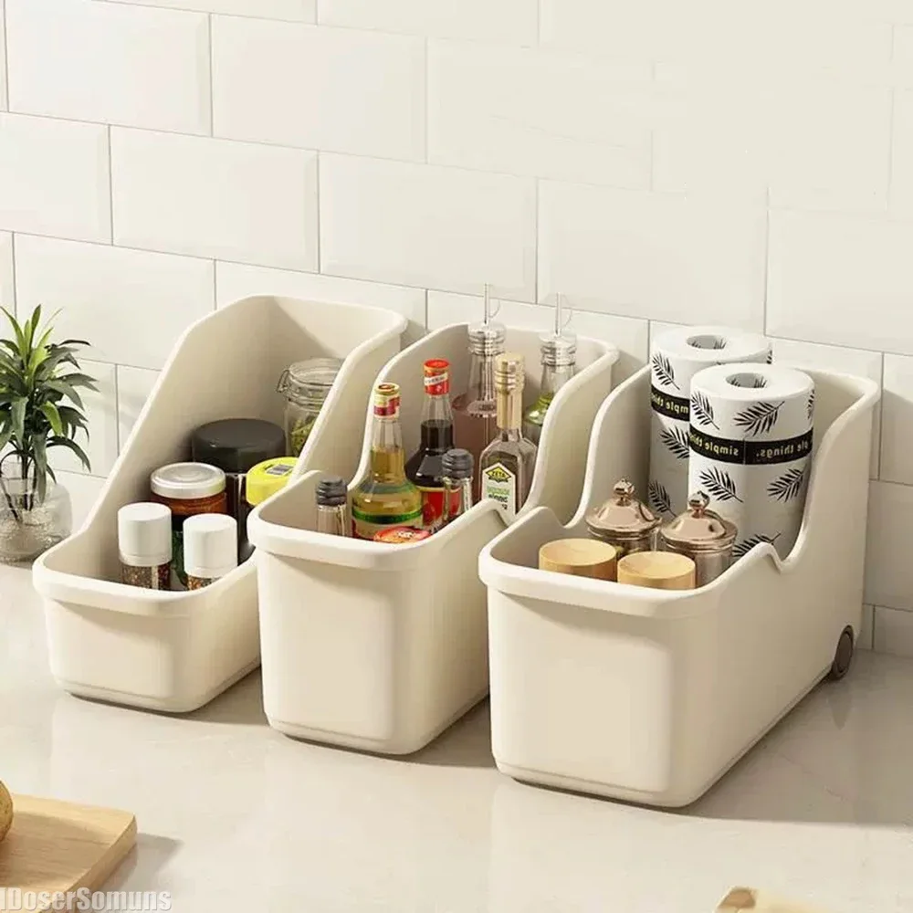 

Kitchen Storage Rack with Wheel Pull-out Kitchen Drawer Type Storage Tray Spice Box Pot Lid Storage Under Sink Cabinet Organizer