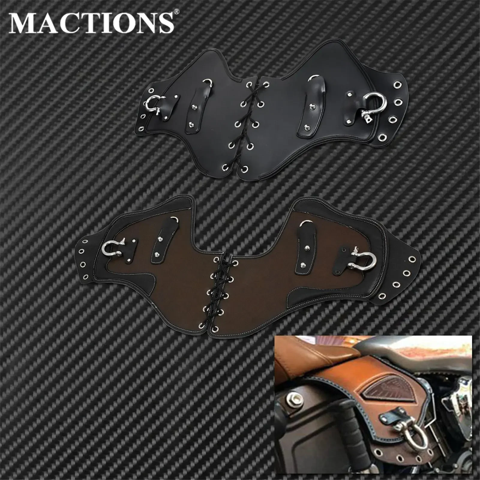 

Motorcycle Universal Black/Brown PU Leather Heat Saddle Shield Deflectors For Harley Sportster XL 1200 883 Touring Dyna Softail