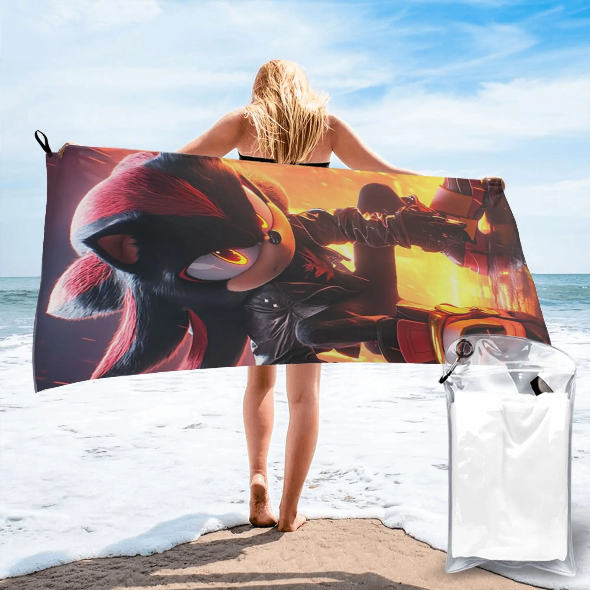 Shadow The Hedgehog Beach Towel Soft Microfiber Quick Dry Absorbent Quick Towels For Pool