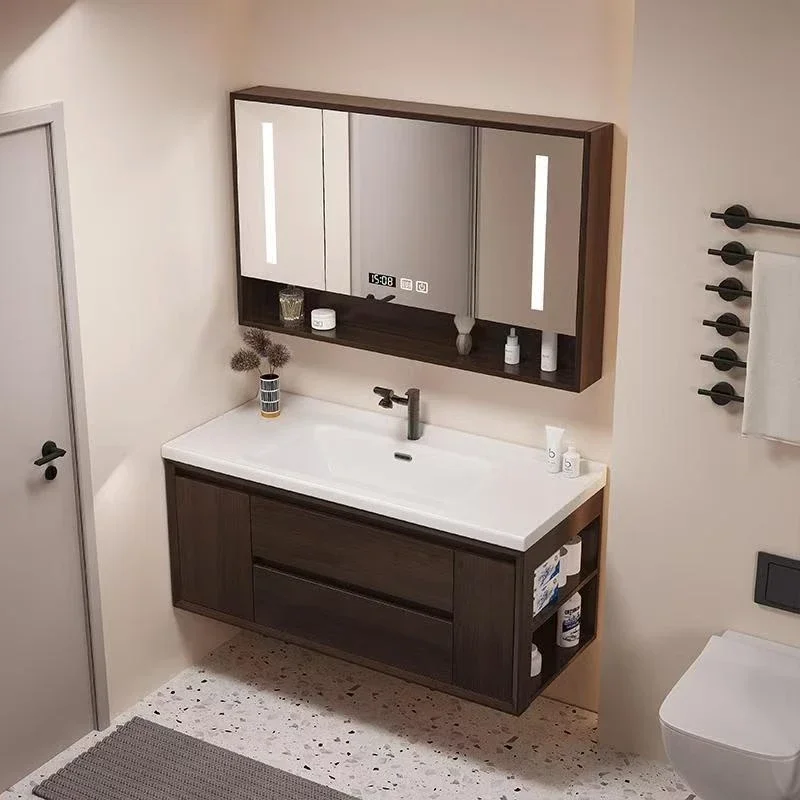 Smart Light Simple Bathroom Cabinets Vanity Mirror Wall Home Furniture Extraction Hole Bathroom Cabinets Luxury Miroir De Salle