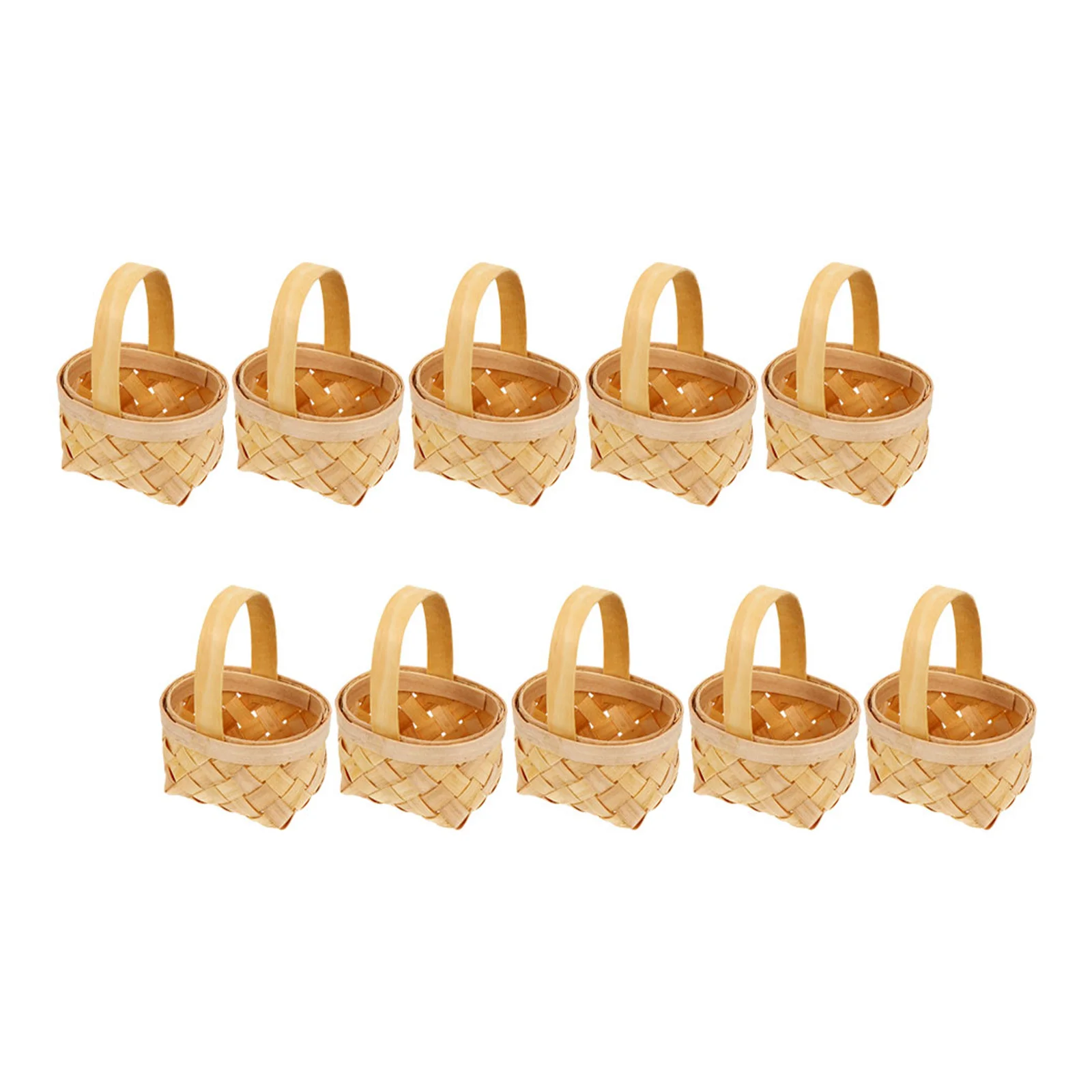 

10pcs Mini Wooden Baskets Rustic Wedding Candy Gift Storage Decorative Basket For Bridal Showers Banquet Micro Landscaping